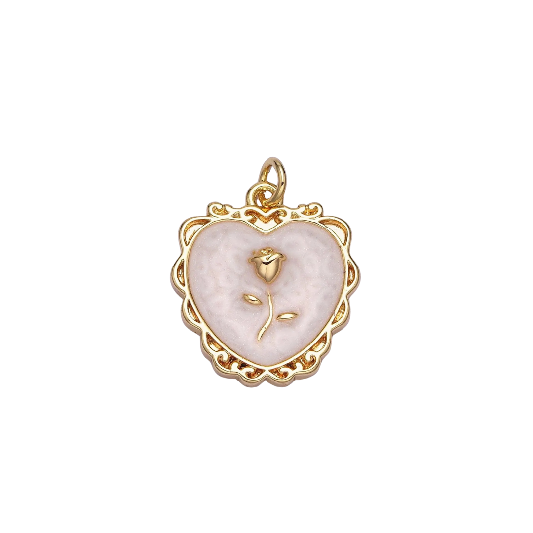 Heart & Rose Charm