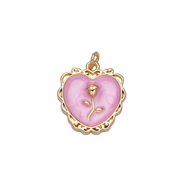 Heart & Rose Charm