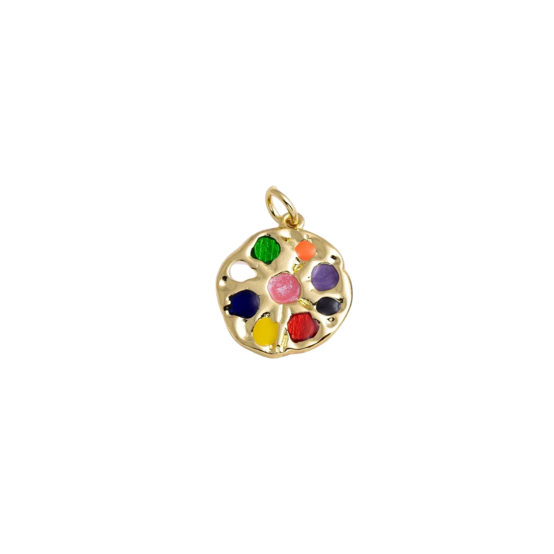 Multicolor Coin Floral Charm