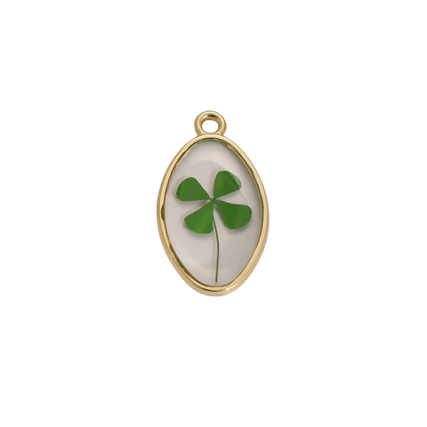 Pressed Four Leaf Clover Flower Charm