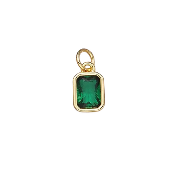 Bezeled Emerald Cut Birthstone Charm