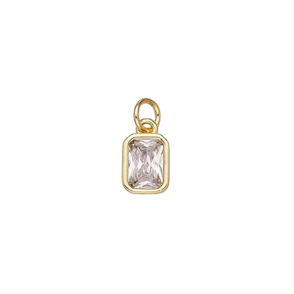 Bezeled Emerald Cut Birthstone Charm