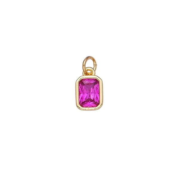 Bezeled Emerald Cut Birthstone Charm