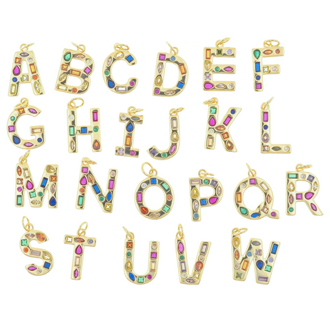 Rainbow Gem Letter Charm