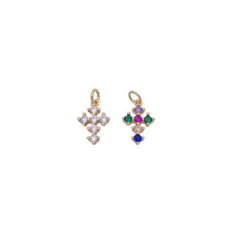 Jeweled Mini Cross Charm