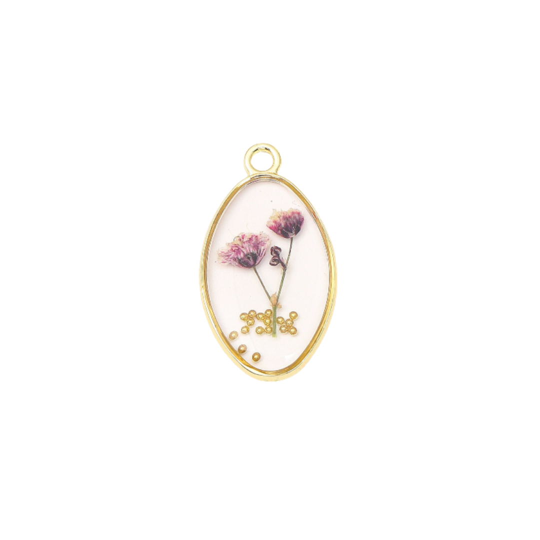 Pressed Purple Statice Flower Charm