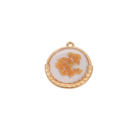 Pressed Marigold Flower Charm