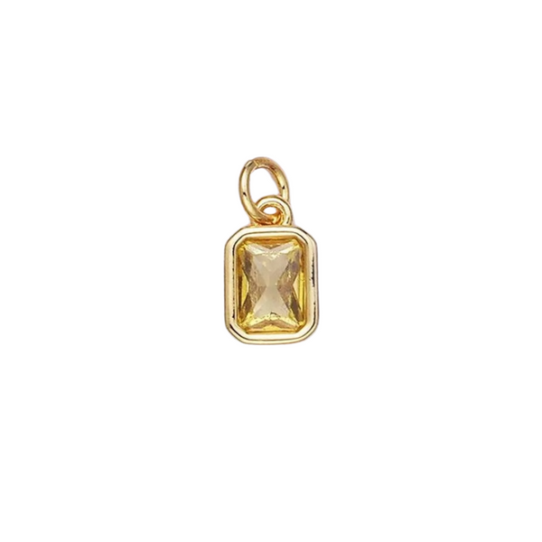 Bezeled Emerald Cut Birthstone Charm