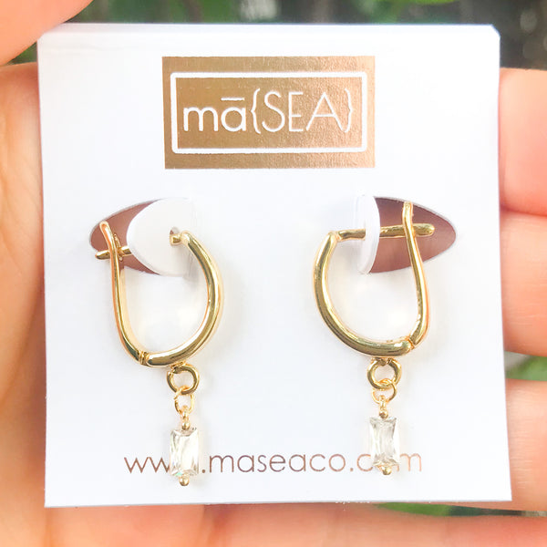 Baguette Huggie Hoop Earrings