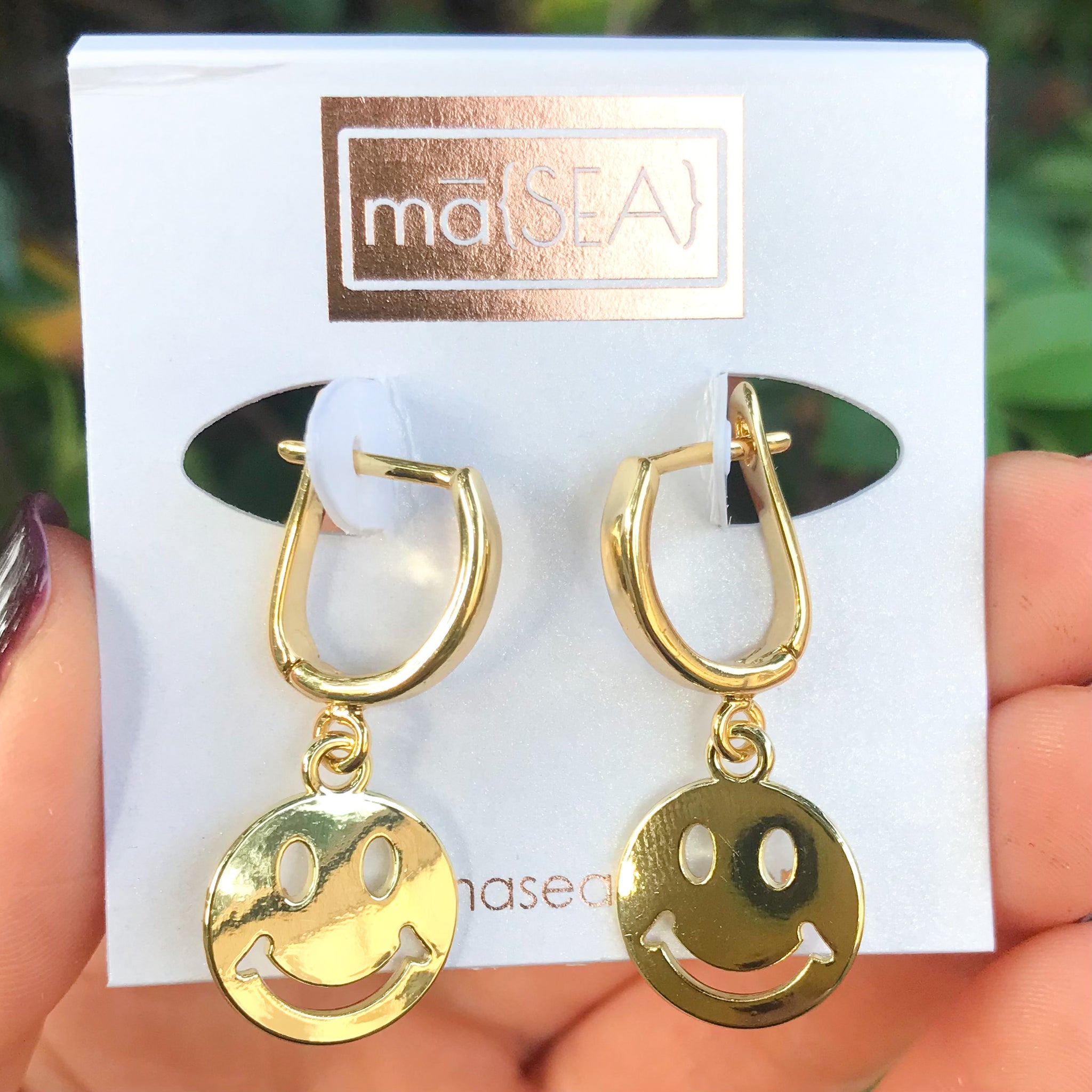 Smiley Face Huggie Earrings