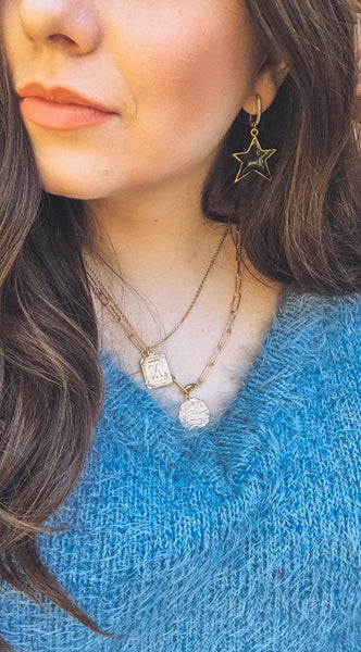 Demi Briella Rectangle Coin Initial Necklace