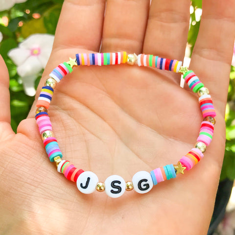 Custom Initial Multi Color Vinyl Bracelet