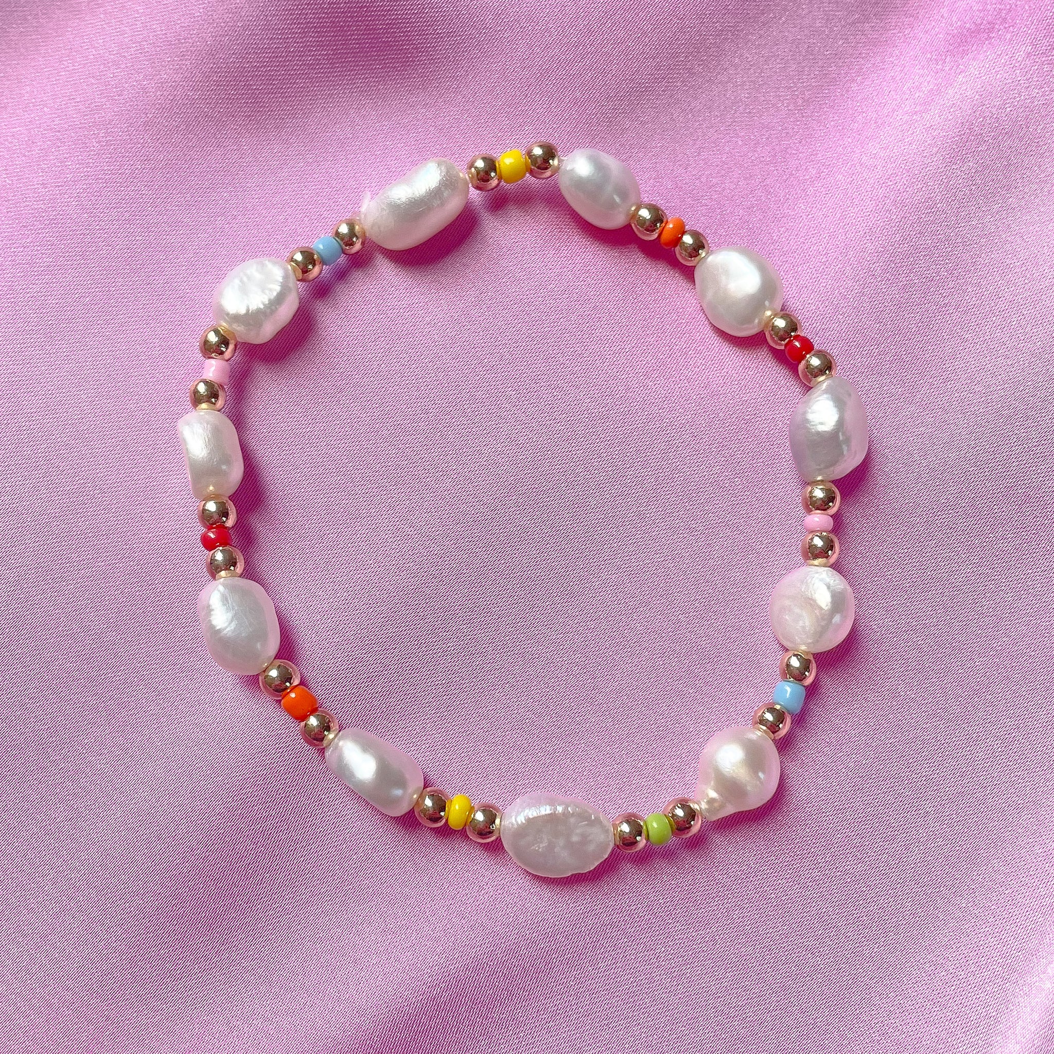 Pearl and Multicolor Beaded Bracelet