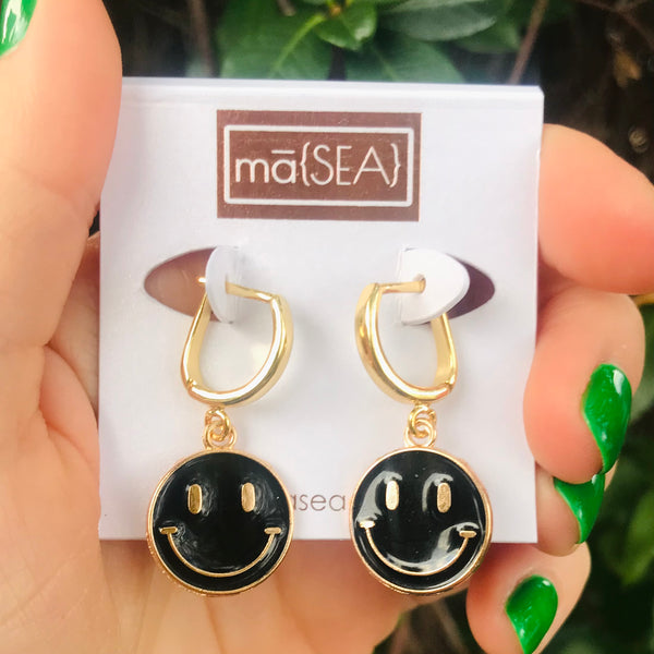 Colored Smiley Face Hoop Earring