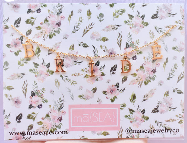 BRIDE Letter Necklace Bridal Jewelry