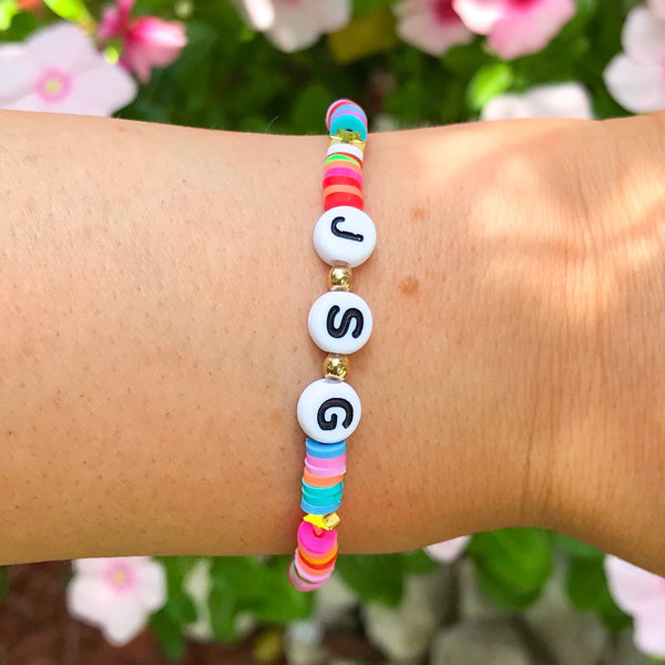 Custom Initial Multi Color Vinyl Bracelet