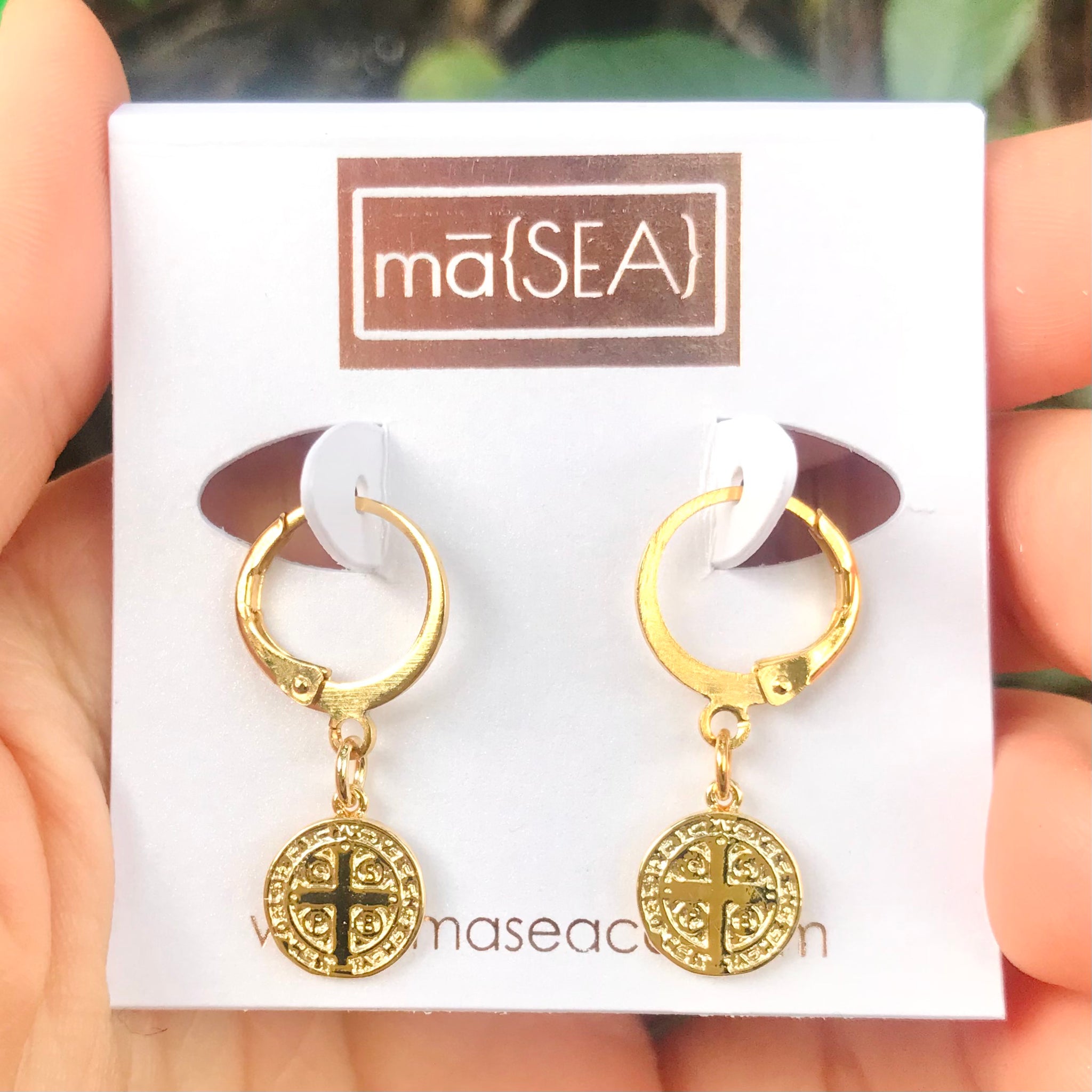 Small Gold Coin Huggie Hoop