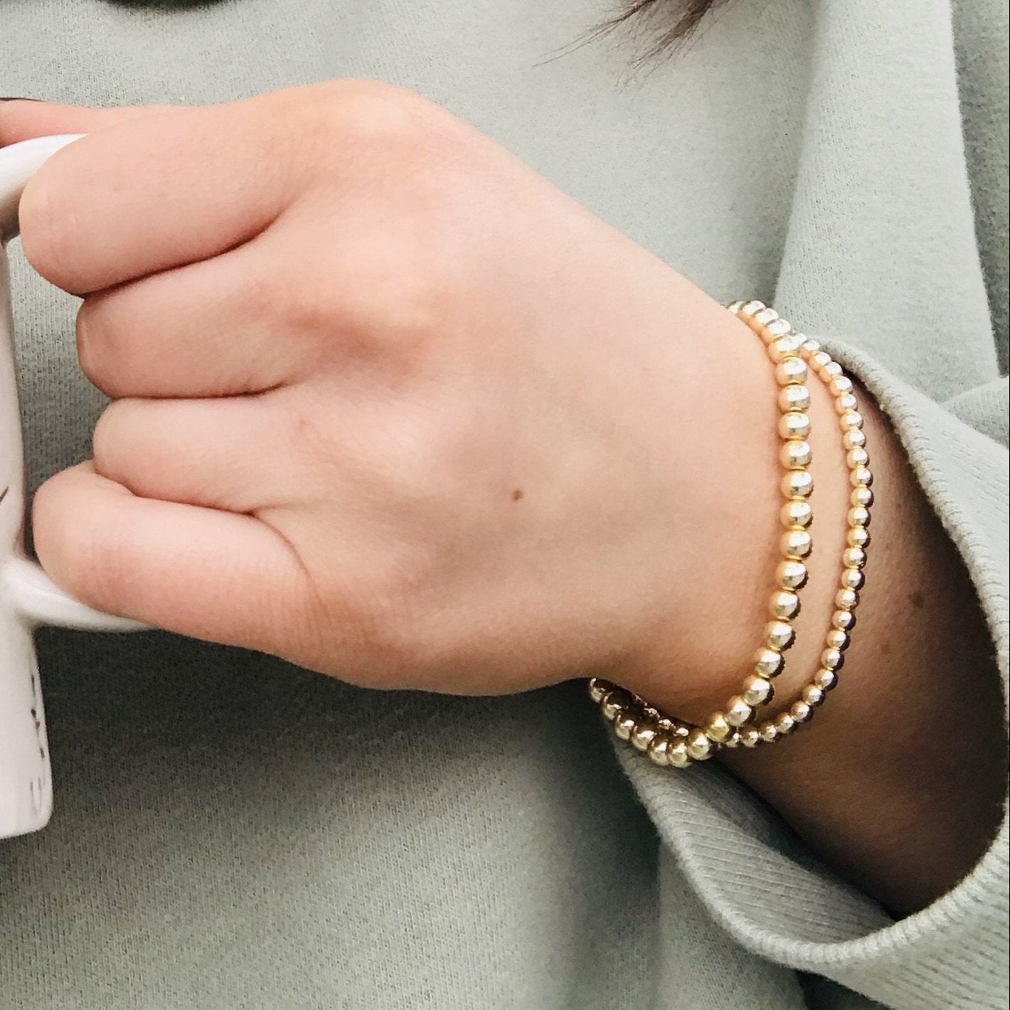 Cecily Alessia Gold Beaded Bracelet