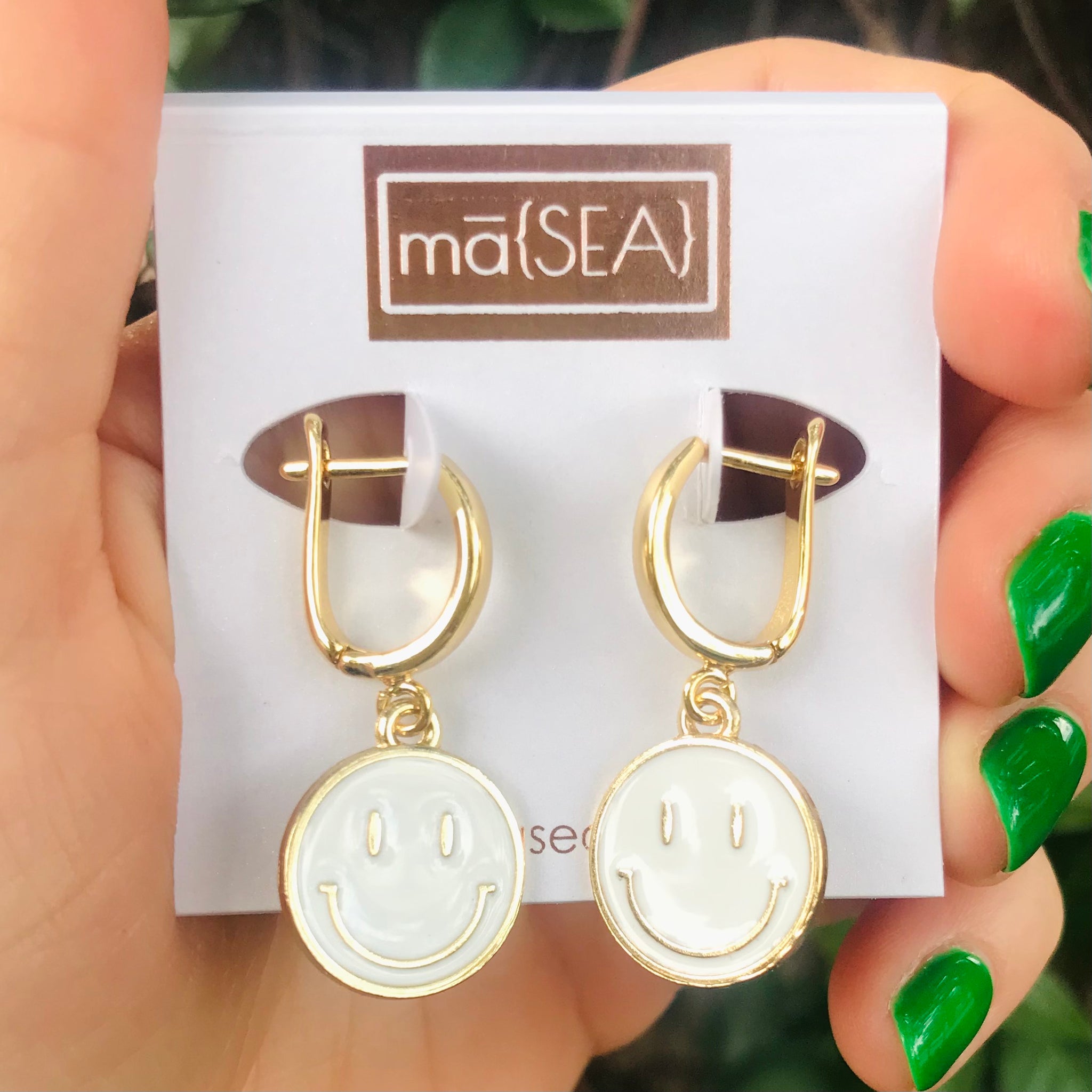 Colored Smiley Face Hoop Earring